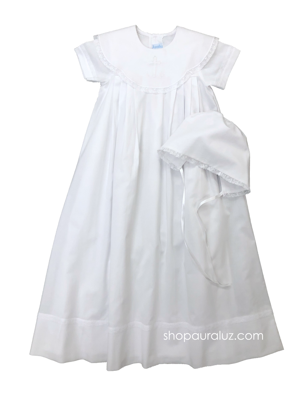 Kissy Kissy Girls' Scalloped Christening Gown & Bonnet Set - Baby |  Bloomingdale's